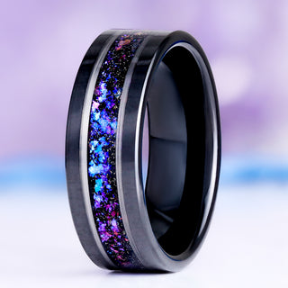 Orion Nebula & Cornflower Sapphire Leaf Couples Ring Set