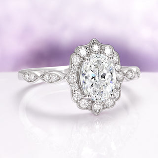 Cordelia Oval Cut Lab-Grown Diamond Engagement Ring in 14K White Gold (IGI Certified)