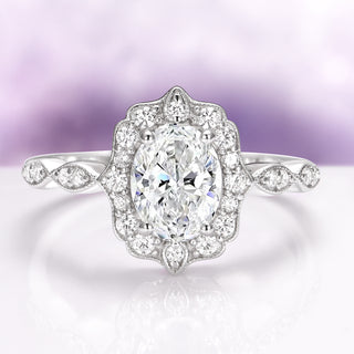 Cordelia Oval Cut Lab-Grown Diamond Engagement Ring in 14K White Gold (IGI Certified)