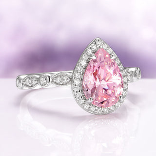 Teardrop Pink Sapphire Ring in Sterling Silver