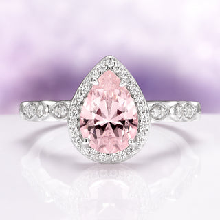 Teardrop Morganite Ring in Sterling Silver