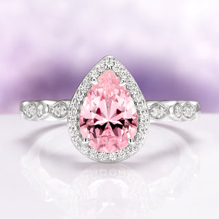 Teardrop Pink Sapphire Ring in Sterling Silver
