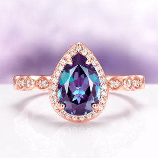 Art Deo Alexandrite Ring in 14K Rose Gold Vermeil