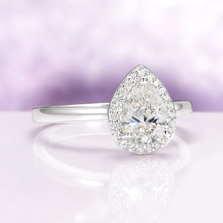 Simulated Diamond Teardrop Engagement Ring in Sterling Silver