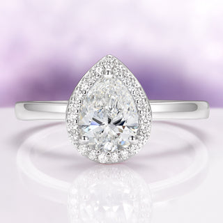 Simulated Diamond Teardrop Engagement Ring in Sterling Silver