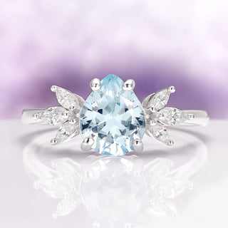 Eva Teardrop Aquamarine Ring in Sterling Silver