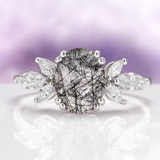 Eva Black Rutilated Quartz Ring in Sterling Silver