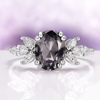 Eva Simulated Gray Diamond Ring in Sterling Silver