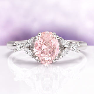 Oval Cut Blush Pink Morganite Ring in Sterling Silver