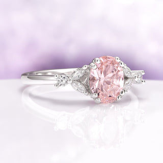 Oval Cut Blush Pink Morganite Ring in Sterling Silver