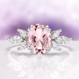Eva Oval Flower Morganite Ring in Sterling Silver