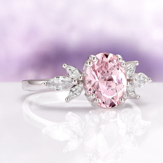 Eva Lotus Blush Pink Morganite Engagement Ring in 14K White Gold