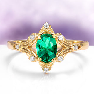 Maeve Vintage Emerald Ring in 14K Yellow Gold Vermeil