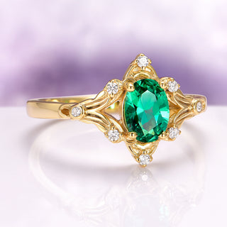 Maeve Vintage Emerald Ring in 14K Yellow Gold Vermeil