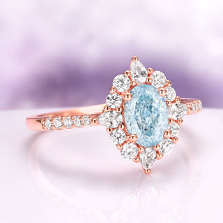 Astra North Star Aquamarine Engagement Ring in 14K Solid Rose Gold