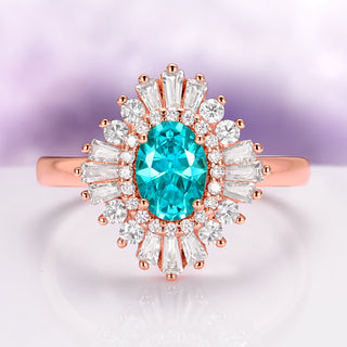 Victoria Art Deco Paraiba Tourmaline Ring in 14K Rose Gold Vermeil