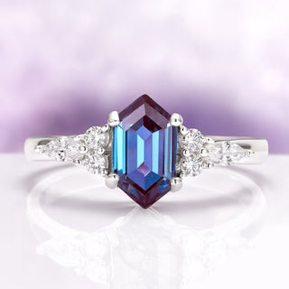 Sonnet Hexagon Alexandrite Engagement Ring in Sterling Silver