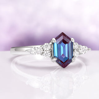 Sonnet Hexagon Alexandrite Engagement Ring in Sterling Silver