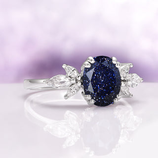 Eva Starry Night (Sandstone) Engagement Ring in 14K White Gold