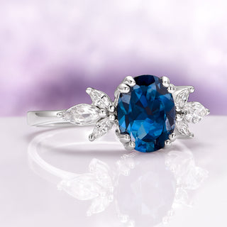 Eva Natural London Blue Topaz Engagement Ring in 14K White Gold