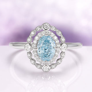 Valentina Vintage Inspired Aquamarine Engagement Ring in Sterling Silver