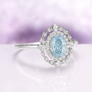 Valentina Vintage Inspired Aquamarine Engagement Ring in Sterling Silver