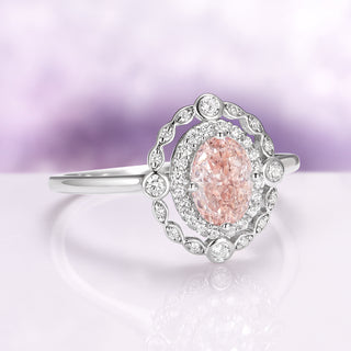 Valentina Art Deco Morganite Engagement Ring in 14K White Gold