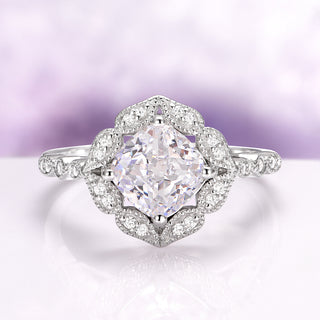 Simulated Diamond Vintage Engagement Ring in Sterling Silver