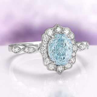 Cordelia Vintage Aquamarine Engagement Ring in Sterling Silver
