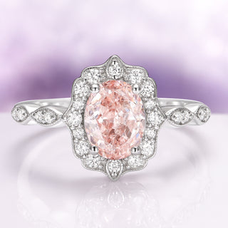 Cordelia Vintage Morganite Engagement Ring in Sterling Silver