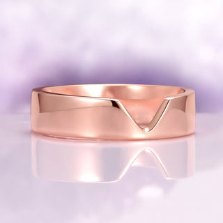 Chevron Kite Wedding Band in 14K Solid Rose Gold (5mm)