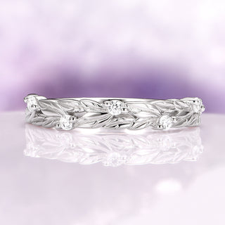 Leaf Wedding Band in Sterling Silver