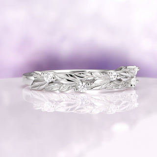 Leaf Wedding Band in Sterling Silver