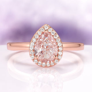 Teardrop Morganite Engagement Ring in 14K Rose Gold Vermeil