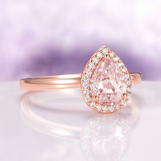 Teardrop Morganite Engagement Ring in 14K Rose Gold Vermeil