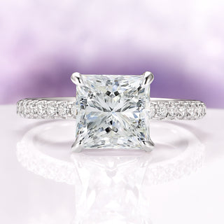 Princess Cut Simulated Diamond Engagement Ring in Sterling Silver