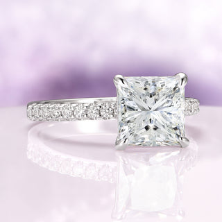 Princess Cut Simulated Diamond Engagement Ring in Sterling Silver