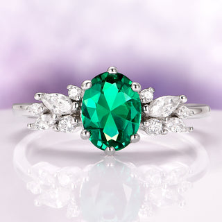 Emerald Leaf Couples Ring Set