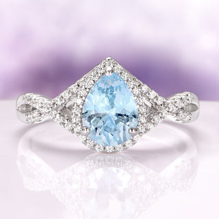 Flair Teardrop Aquamarine Ring in Sterling Silver