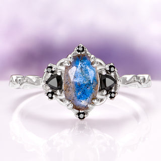 Esme Labradorite & Black Onyx Ring in Sterling Silver