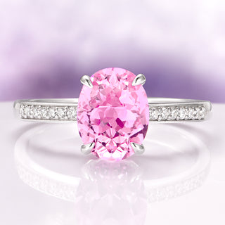 Ava Lab-Grown Pink Sapphire Engagement Ring in Sterling Silver