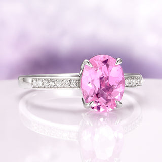 Ava Lab-Grown Pink Sapphire Engagement Ring in Sterling Silver