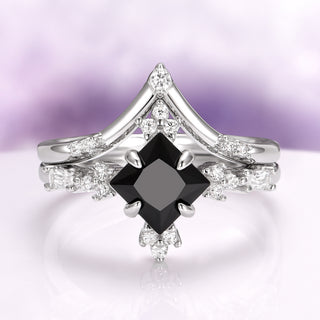 Black Onyx & Meteorite Couples Ring Set