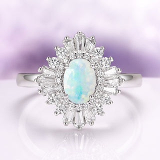 Victoria Natural Australian Opal Engagement Ring in Sterling Silver