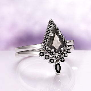 Rutilated Quartz & Meteorite Couples Ring Set