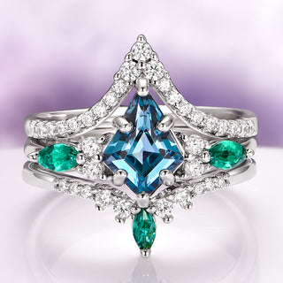 Skye Kite® Natural London Blue Topaz & Emerald Ring Set in Sterling Silver