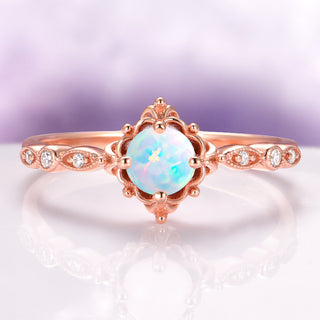 Natural Australian Opal Engagement Ring in 14K Rose Gold Vermeil