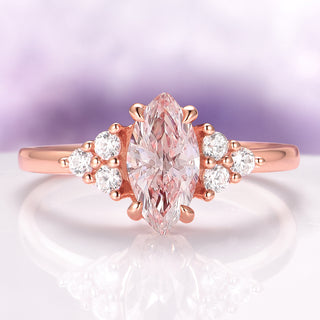 Marquise Cut Morganite Engagement Ring in 14K Rose Gold Vermeil