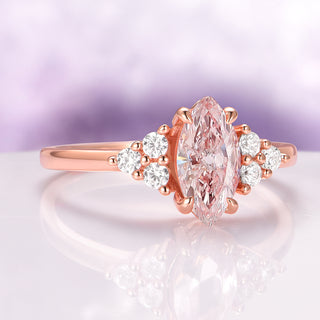 Marquise Cut Morganite Engagement Ring in 14K Rose Gold Vermeil