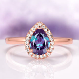 Teardrop Alexandrite Ring in 14K Rose Gold Vermeil